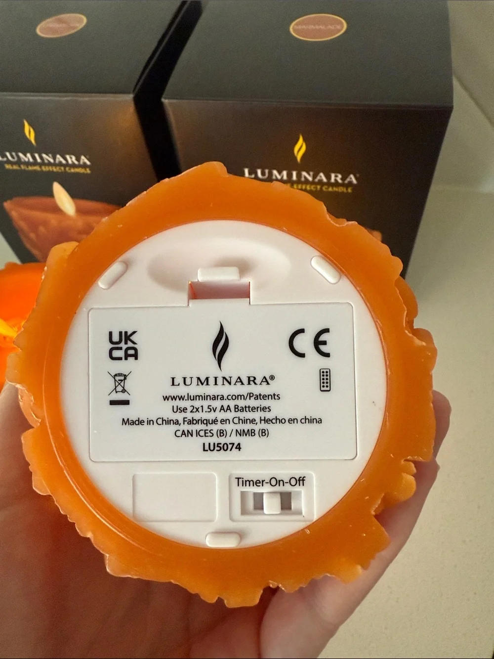 Luminara Marmalade Embossed Leaves Flameless Candles Set of 2 NIB